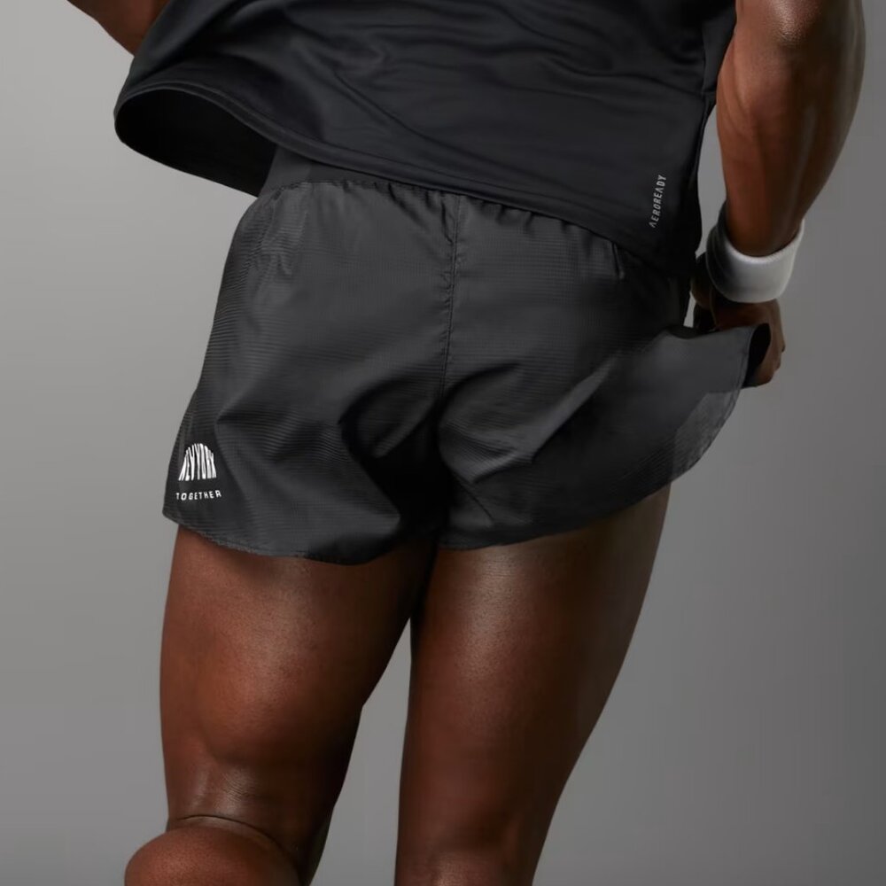 NEW adidas Men NYC Running Black Short Athletic Shorts Reflective - Picture 3 of 8